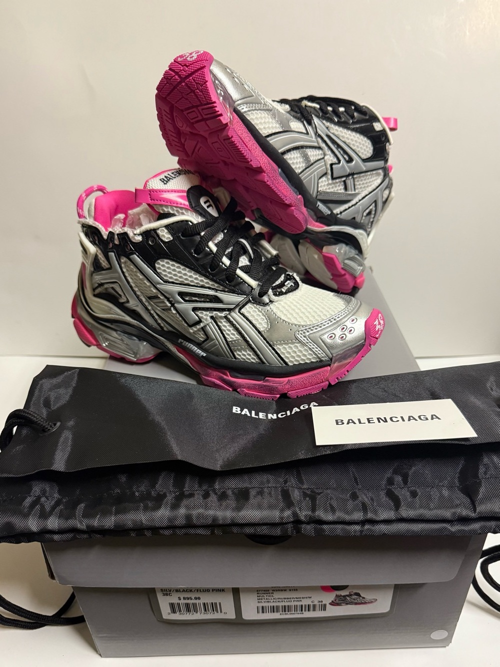 Balenciaga Runners Sneakers Gray Black Pink EU 38 Platform Trainer Track Size 8